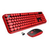 Combinación Ratón Y Teclado Inalámbrico Rojo, Teclado 2,4 Y