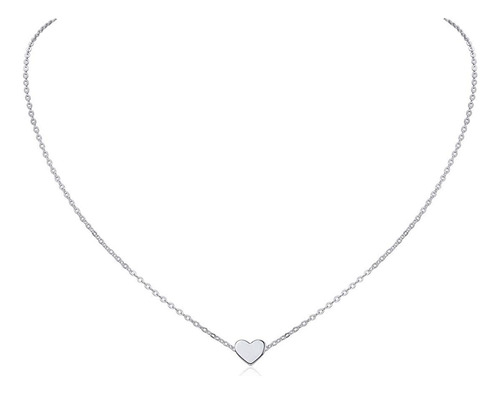 Delicado Collar Con Colgante De Corazón Pequeño De Plata De