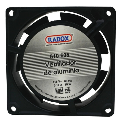 Ventilador De Aluminio De 4 Pulgadas 115 Vca 8x8x2.5 Cm 