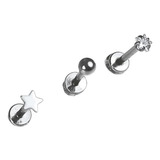 Set Piercing Acero Quirurgico Nostril Labret Estrella Pack