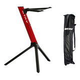 Estante Suporte Teclado Stay Compact Vermelho 70cm Com Bag