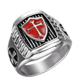 Anillo Acero Inoxidable Escudo Templario Cruzada Hombre 