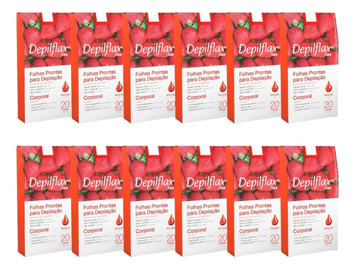 240 Folhas Prontas Depilação Corporal Depilflax Morango