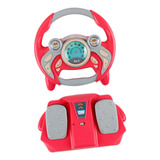 Volante Simulado Para Niños Juguete Con Sonido Rojo