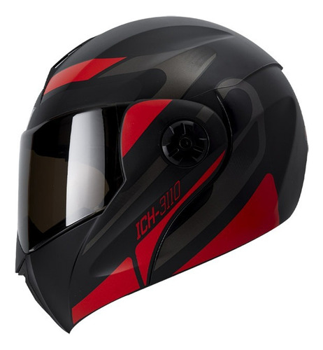 Casco Abatible Ich-3110 Remak Negro Mate Rojo Visor Smoke