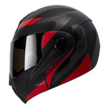 Casco Abatible Ich-3110 Remak Negro Mate Rojo Visor Smoke