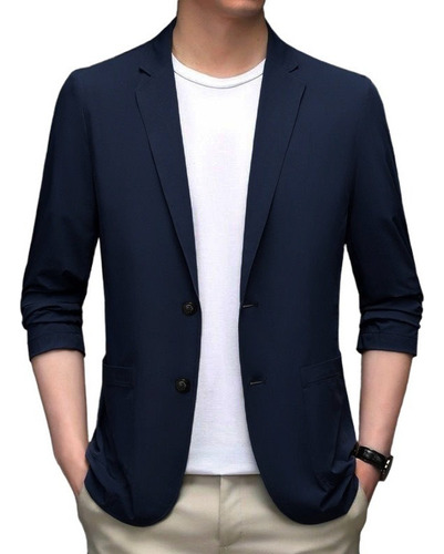 Blazer Trajes Saco Seda De Hielo Casual Delgado Para Hombre