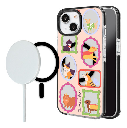 Funda Para iPhone Magsafe Mujer Cuadros Perritos Con Nombre