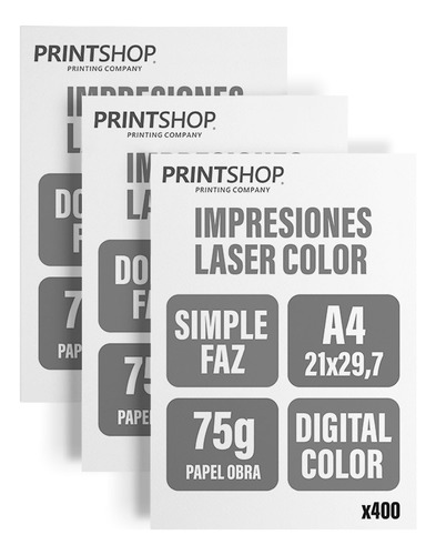 Impresiones Bajadas Printshop Byn A4 75g X 400 Unidades