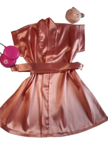 Robe De Cetim Infantil Rosé  Pijama Feminino Noivinha