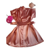 Robe De Cetim Infantil Rosé  Pijama Feminino Noivinha