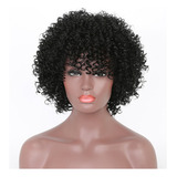 Peruca De Cabelo Humano Curto Tipo Preto Cacho Áfro + Touca