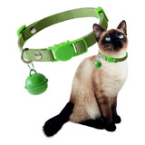 Collar Para Gato Con Cascabel Ajustable Suave Y Comodo Color Verde