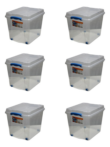 Pack 6 Cajas Organizadoras 27lts Wenco C/ Ruedas 31x30x40cm 