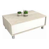 Mesa Ratona Rectangular Con Cajon Living Melamina Color Nevado Everest