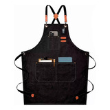 Mandil Delantal Multiusos Cocina Chef Barberia Unisex Color Negro