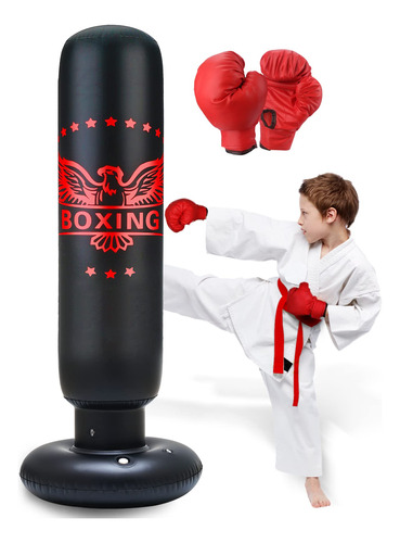 Saco De Boxeo Inflable Para Ninos De 63 Pulgadas, Saco De Bo