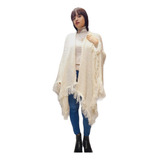 Maxi Ruana Mantón Manta Capa Poncho Mujer Tipo Angora Flecos