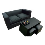 Sillon En Ecocuero 3 Cpos +mesa+2puff... Somos Fabricantes.