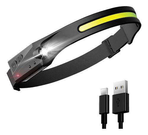 Linterna Minero Led Recargable Usb Vincha Sensor 2 Luces