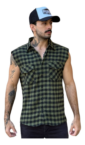 Camisa Xadrez Regata Flanela Lenhador Country Masculina