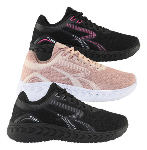 Kit 3 Pares Tenis Feminino Combo Caminhada Corrida Academia 