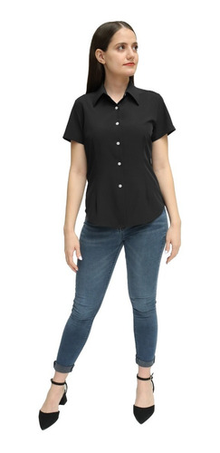 Blusa Mujer Manga Corta Tela Stretch Repelente Anti Arrugas