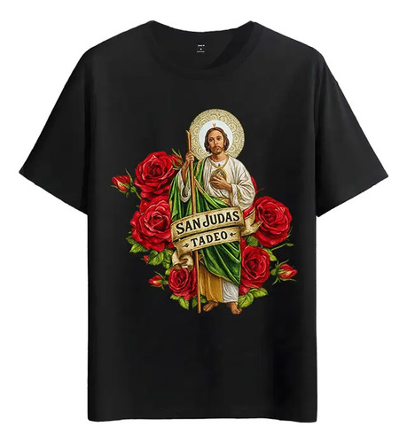 Tshirt Muscle Freaks San Judas Tadeo Estilo Rosas Rojas