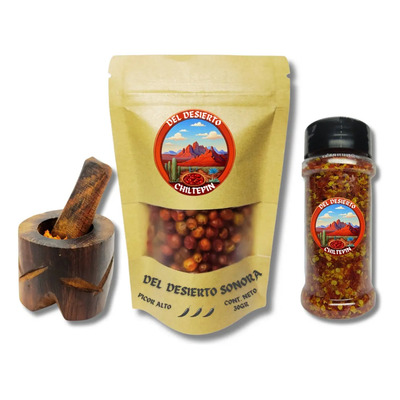 Chile Chiltepín Sonorense Entero, Molido Y Molcajete, 3 Pack | MercadoLibre