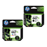 Kit Cartuchos Hp 667 Xl Preto Color 1275 2376 2775 2776 6475