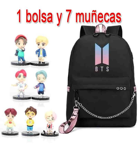 Mochila De Cadena De Liga Juvenil Bts+7 Muñecas Bts Mochila De Cadena De Liga Juvenil Bts+7 Muñecas Bts
