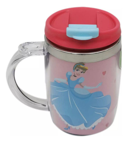 Tazón Mug Térmico Con Tapa 450ml Princesas