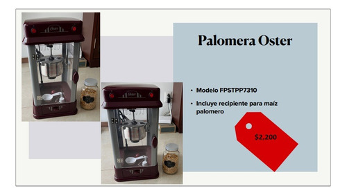 Máquina De Palomitas Oster Fpstpp7310 Roja 370w 127v