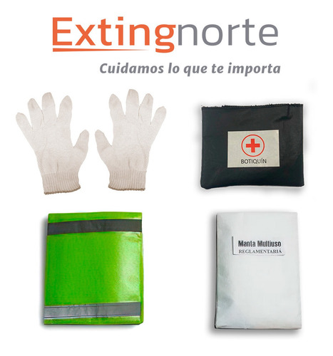Kit De Seguridad Auto Premium Matafuegos 8 En 1 Vtv Reglamentario