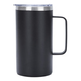 Taza De Café Aislada Con Asa Y Tapa 600ml 20oz,304 Acero,1p Color Negro