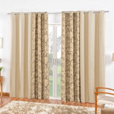 Cortina Dublin 2,00m X 1,70m Tecido Rustico Floral Sala Nova