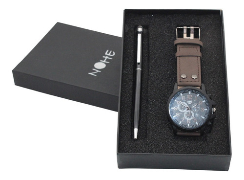 Reloj Hombre, Estuche, Set De Regalo, Pluma Elegante