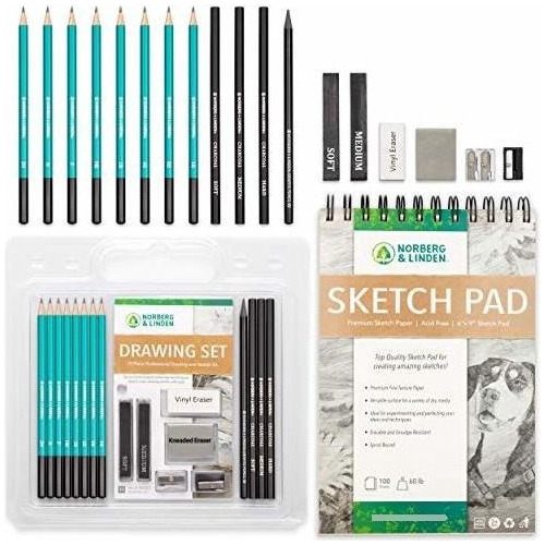 Kit Lapices De Dibujo Carboncillo Bloc De Dibujo Borradores