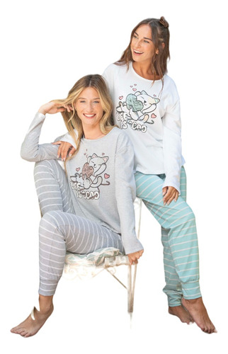 Pijama Mujer Invierno  Algodón Dama  Lencatex 22311 Palermo