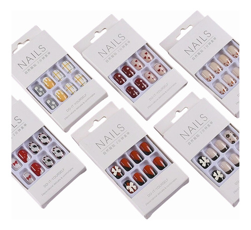 Pack 3 Uñas Postizas + Pegamento De Uñas 10g