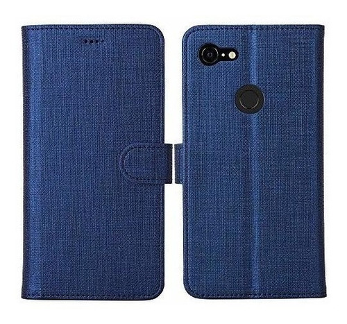 Funda Para Google Pixel 3a Xl  Billetera Azul Tarjetera Case