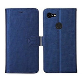 Funda Para Google Pixel 3a Xl  Billetera Azul Tarjetera Case