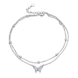 Tobillera De Plata De Ley Para Mujer, Delicada Pulsera De T.