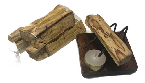 Quemador Palo Santo Soporte C/ Vela Y 100 Gramos Palo Santo