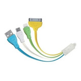 Cable Plano Multicargador Usb - 3 Salidas Con Luz