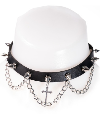 Collar Choker Gargantilla Taches Cruz Y Cadena