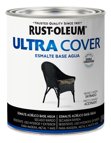 Esmalte Al Agua Ultra Cover Brochable 0,946 Litro Rust Oleum Color Negro Cañón Satinado