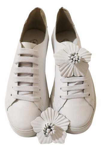 Tenis Feminino Casual Branco Star Flat Reto Couro All