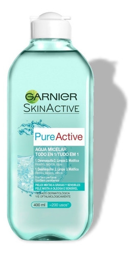 Agua Micelar Garnier Pure Active Desmaquilla Limpia Matifica