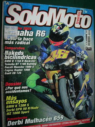 Revista Solo Moto Motocicletas 262 Nakeds Bmw Derbi Yamaha